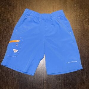 Columbia Boys Bright Blue Swim Trunks with Orange Zipper Accent
